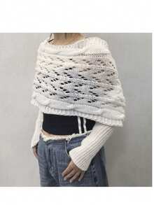 Áo khoác cardigan dài tay dệt rỗng cho mùa Thu/Đông - Khăn choàng đan tay đôi - Xem 2