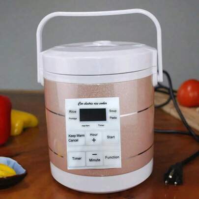 12V/24V Mini Car Rice Cooker, 1.6L Truck Electric Soup Porridge Maker, Food Steamer, Warmer, Fast Heating Lunch Box