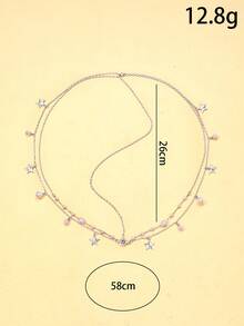 1pc Multilayer Crystal Pendant Headpiece, Elegant Minimalist Bridal Headband, Shiny Hair Accessory - Silver - View 3