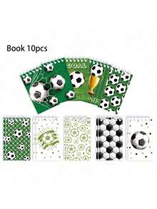 10 Peças/Conjunto de Cadernos Espirais Novos com Designs de Futebol, Rugby e Beisebol. Compactos e Portáteis, com Páginas Destacáveis. - Multicolorido - Visão 9