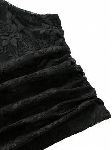 2pcs Black Lace Sexy Off-Shoulder Camisole And Mini Skirt Set, Minimalist, Elegant, Casual Romantic, Suitable For Graduation Party, Dinner Party, Birthday Party, New Women Fashion - Kose - View 7