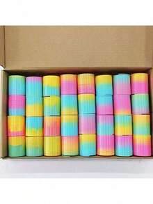 1pc Multi-Color Alien Rainbow Rings, Mini Spring Rings, Magic Rainbow Rings, Heart And Star Shaped, Suitable For Stocking Stuffers, Carnival Prizes, Birthday, New Year, Halloween And Christmas Gifts - Multicolor - View 4