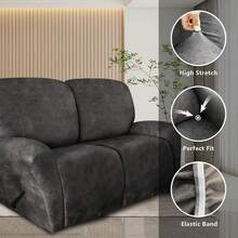 Trugenix-Recliner Sofa Covers - Leather Like Recliner Sofa Covers 3 Seater Recliner Couch Covers For 3 Cushion Couch 8 Pieces Washable Stretch Reclining Sofa Slipcovers (Brown)-GP - 02-卡其色 - 查看 11