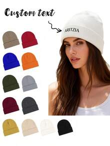 Gorro de punto personalizado, unisex - Material acrílico suave, borde plegable, adecuado para actividades al aire uso diario, cálido y versátil, apto para otoño, invierno, Navidad, Acción de Gracias, Año Nuevo y otras festividades - Multicolor - Ver 1