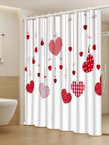 1/4 Piezas Conjunto de Cortina de Ducha Romántica para el Día de San Valentín, Impermeable de Poliéster con Patrón de Corazón, Lavable a Máquina, Incluye 12 Ganchos, Decoración de Baño con Tema de Amor Tejido, Regalo Ideal para el Día de San Valentín - Multicolor - Ver 16
