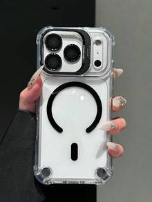 1pc Magnetic Lens Protective Case With Lens Film, Soft TPU Back Cover, Wireless Charging Compatible With IPhone 17 Pro Max, 17 Pro Air, 16, 15, 14, 13, 12, 11 Pro Max Plus - Black - View 3