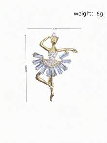 1pc Fashionable Crystal Rhinestone Ballerina Girl Brooch Pin, Suitable For Daily Wear - Multicolor - View 4