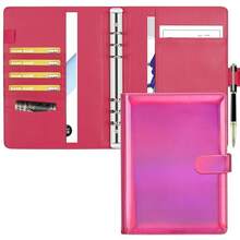 Toplive A5 Notebook Binder Refillable Binder, PU Leather Planner Organizer Cover With Magnetic Closure For A5 Filler Loose Leaf Paper, Laser Rose Red - 雷射粉 - 查看 1