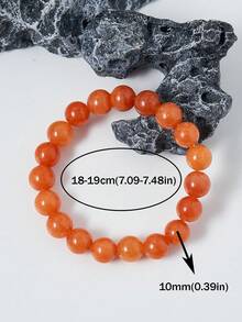 橙色太阳石水晶手链 - 天然太阳石宝石弹力手链，具有灵性疗愈、缓解焦虑和压力、瑜伽、脉轮等功效，男女皆宜。