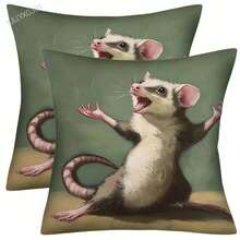 Modern Opossum Print Pillow Cover, 18x18 Inch, Farmhouse Decor With Single-Sided Animal Design, Envelope Closure & Machine Washable For Living Room, Bedroom, Sofa, Bed, Car, Bedroom Accent, Farmhouse Style, Polyester Pillowcase - 樣式 3 - 查看 6