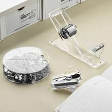 12-piece acrylic office supplies set, encompassing a variety of tools most frequently used in work and study. Suitable for diverse settings including home workspaces, schools, offices, and meeting rooms. - Negro - Ver 8