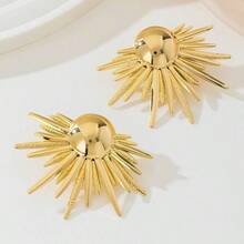European And American Cross-Border Irregular Geometric Exaggerated Metal Texture Creative Sunflower Earrings Middle Eastern Style Earrings - 金色[環保] - 查看 4
