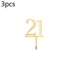 1pc/3pcs/5pcs Gold Acrylic 18th/21st/30th/40th/50th/60th Birthday Cake Topper - Gold - View 12