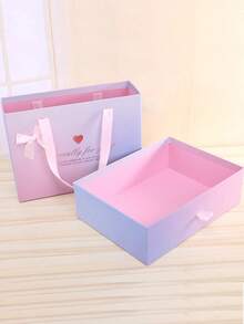 1pc Paper Gift Box, Creative Ombre Letter Pattern Gift Packaging Box, For Gift Wrapping