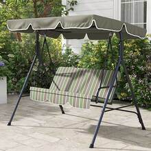 Outsunny 3-Seat Patio Swing Chair, Outdoor Porch Swing Glider With Adjustable Canopy, Removable Cushion, And Weather Resistant Steel Frame, For Garden, Poolside, Backyard, Green - màu xanh lá - Xem 1