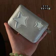 Korean Style Star Card Holder, Minimalist Fashion Portable Multi-Functional Travel Document Purse. - màu đen - Xem 3