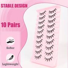 10 Cặp lông mi giả hoạt hình Anime, kiểu dáng tự nhiên, chất liệu giả lông chồn, nhẹ và mềm mại, dày dặn kiểu Hàn Quốc/Nhật Bản, thích hợp cho cosplay, chiều dài 5-12mm. - Lông mi Manga nhọn - Xem 3