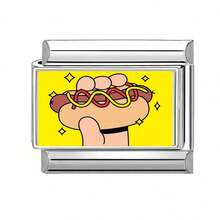 1件DIY照片模块化手链，饰以花朵、爱心、眼睛元素，适合作为派对礼物送给朋友/情侣，适用于圣诞节、新年、万圣节、情人节等场合，设计精美，不锈钢材质，本地制造，实用时尚，是圣诞节和万圣节的必备单品，色调沉稳，充满秋日气息。