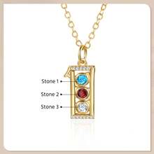 1件个性化生日石家庭项链，定制多宝石首饰，个性化礼物，母亲生日石首饰，送给妈妈的礼物，生日礼物，优雅长方形切割生日石项链，立方氧化锆生日石项链，送给新妈妈的完美礼物，送给她的个性化礼物 - 彩色 - 查看 8