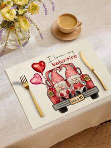 1pc/4pcs/6pcs/60pcs Valentine's Day Polyester Decorative Placemats, Pink Heart, Car, Balloon Placemats, Stain-Resistant, Suitable For Home, Restaurant, Dining Table Decor, Housewarming, Birthday Gifts - Multicolor - View 25