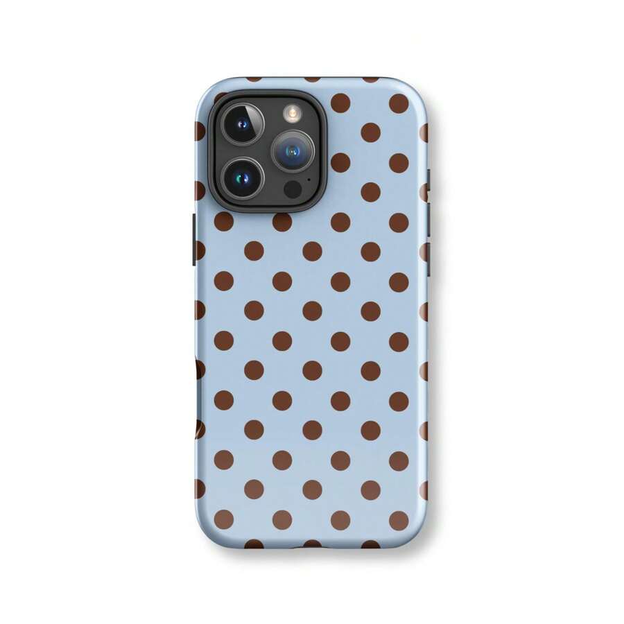 Mocha Polka Dot Blue Phone Case, Compatible With IPhone 17/16/15/14/13/12/11 Pro Max - Blue - View 1