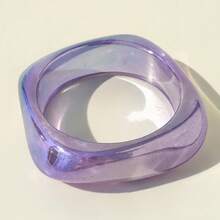 1PC Simple Semi-Transparent Iridescent Gentle Purple Bracelet For Women Fashion Laser Resin Exaggerated Hand Jewelry Party Banquet Holiday Gift - 31619-bra-purple - 查看 11