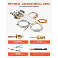 Gas Pilot Assembly, OE 4021-732, 25660 Fireplace Gas Pilot Assembly, Natural Gas Ignition Replacement With Pilot Tube, Thermocouple, Thermopile, Wires, Compatible With Heatilator Models - 4021-732 - Xem 6