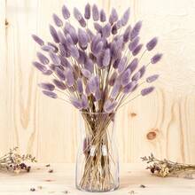 29/58pcs Set Of Dried Flowers Featuring Purple Bunny Tail Pampas, Perfect For Boho-Style Decor In Living Rooms, Gardens, And Outdoor Spaces. Ideal For Arrangements, Wedding Parties, And Festive Gifts Spring Valentine's Day Mother's Day Wedding Decor - Purple - View 2