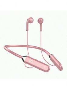 1 件时尚颈带设计按钮控制柔软舒适硅胶柔性颈带 HiFi 立体声无线耳机，时尚无线音乐耳机