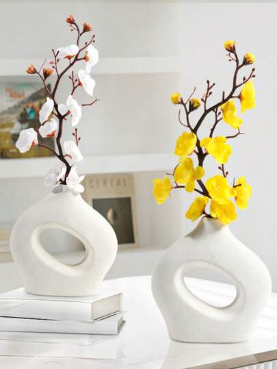1pc/4pcs 30cm Artificial Peach Blossom & Plum Blossom Flowers, Lifelike Decor For Furniture, Desk, Office, Dining Room, Party Vase