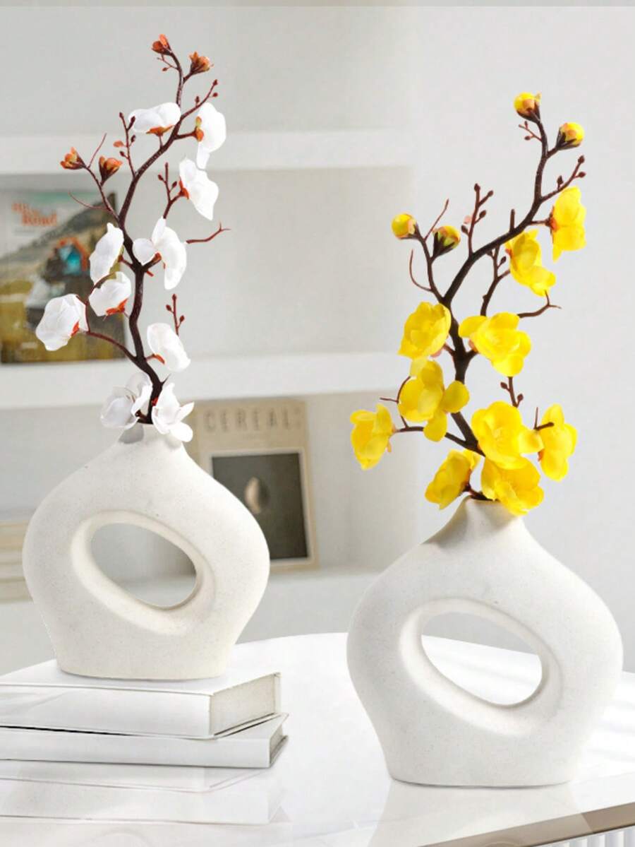 1pc/4pcs 30cm Artificial Peach Blossom & Plum Blossom Flowers, Lifelike Decor For Furniture, Desk, Office, Dining Room, Party Vase - Multicolor - View 1