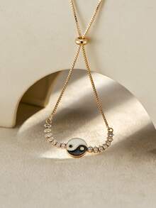 Nooxian 1件 时尚微镶锆石太极八卦元素爪链手链 - 金黃色 - 查看 3