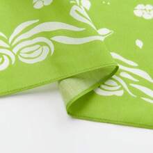 Pañuelo de algodón con estampado de flores de 22"x22" para múltiples usos, como diadema - Mariposa verde - Ver 4