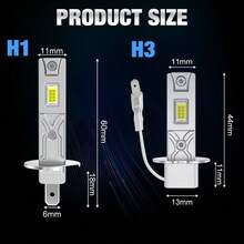 TOAUTO 2个H1 H3 LED大灯灯泡，即插即用，无线CAN总线，50W 15000LM LED迷你汽车LED灯，CSP雾灯，6000K白光，12V - A - 查看 8