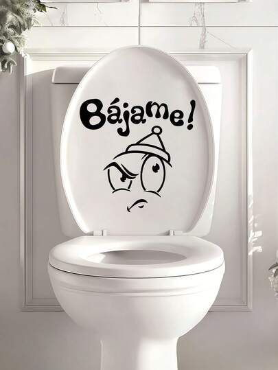 1pc Bajame Funny Expression Toilet Sticker - Add A Humorous Touch To Your Bathroom With This Unique Toilet Lid And Wall Sticker, Bringing A Fun And Quirky Feel!
