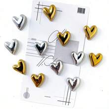 6/12/15pcs Gold & Silver Heart Shaped Magnets - Cute Decorative Fridge Magnets For Kitchen, Office, Whiteboard, Locker, Dishwasher, Great For Christmas, Valentine's Day, Thanksgiving, Mother's Day, Graduation Gifts - Multicolor - View 4