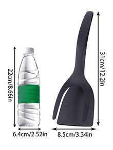 1 pieza Espátula multifuncional antiadherente para huevos y pinzas para parrilla - Espátula multiusos antiadherente 2 en 1, espátula para bistec, espátula para panqueques, espátula de doble mango, espátula de cocina multifuncional antiadherente - Multicolor - Ver 11