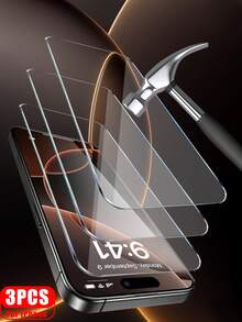 3pcs Tempered Glass Screen Protector, Compatible With IPhone 15/15 Pro/15 Plus/15 Pro Max/16/16 Plus/16 Pro Max/17/17 Air/17 Pro/17 Pro Max - Clear - View 27