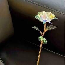 1支彩色发光玫瑰，人造花束，永不凋谢的花卉装饰，多色塑料假花，仿玫瑰，送给女性的礼物，母亲节礼物，情人节礼物，生日/婚礼派对，家居装饰 - 彩色 - 查看 12