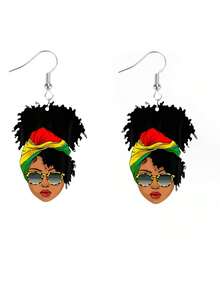 1 Pair Of Elegant And Sexy Women's Pendant Earrings, Acrylic Printed Design, Stainless Steel Ear Hooks, Lightweight And Stylish, Suitable For Everyday Wear, Parties, Celebrations, Holiday Gifts, Christmas And Other Occasions. - C - 查看 3