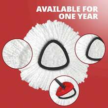 Mop Replace Head, 3 Pack Spin Mop Replacement Head Easywring 1-Tank System, Easy Cleaning, Microfiber, Machine Washable - trắng - Xem 6