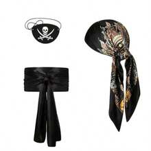 1/3 قطعة من عصابة الرأس والحزام من القماش الساتان الأحمر والأخضر للكريسماس والعصر الوسيط والنهضة والقرصنة، مع قناع قرصان، إكسسوارات لحفلة الكرنفال والمناسبات الخاصة، زي حفلة عيد الحب - متعدد الألوان - مشاهدة 9