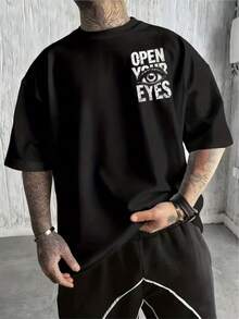 Open Your Eyes T-Shirt, Unisex Men's And Women's Blouse, 100% Cotton, Premium Top Streetwear, New Release, Immediate Shipping, Various Colors!! - 黑色 - 查看 2