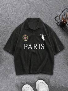 "Floral Font"Men's Summer Waffle Weave Snowflake Polo Shirt