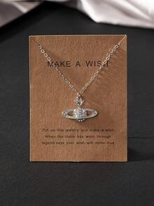 1 件全串珠幾何設計時尚閃亮星球項鍊