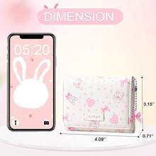 Small Wallet Bunny Floral Heart Coquette Bow Print Wallet With ID Credit Card Slots For Women Girls (CREAM) - Cream - 查看 2