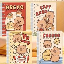 4 Capybara Spiral Notebooks, With Cartoon Animal Pattern Design, Cute Cover - Lovely Diary, Notepad, Planner - Simple Cartoon Stationery Gift - Multicolor - View 5