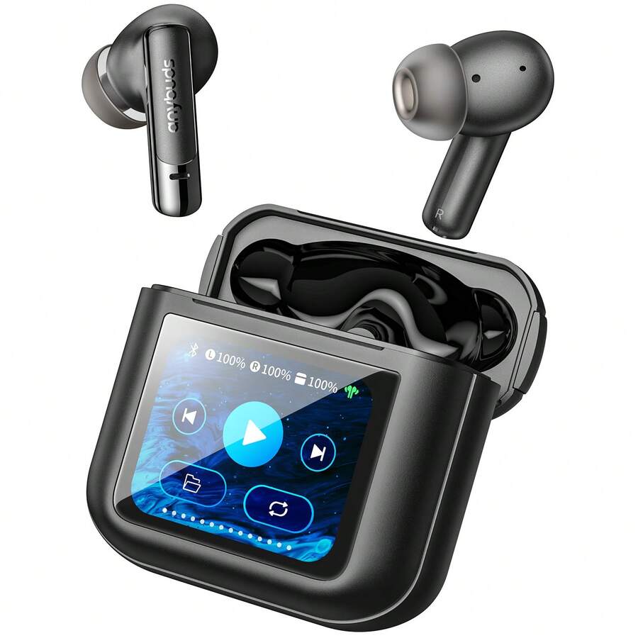 TOZO ColorPods Wireless Earbuds With Touch Screen Active Noise Cancelling Ear Buds Dual Mic ENC Clear Call Deep Bass In Ear Bluetooth 5.3 Headphone Long Playtime IPX6 Waterproof 32 EQs Via APP.Best Christmas And Halloween Gifts For Family/Friends/Couples - 黑色 - 查看 1