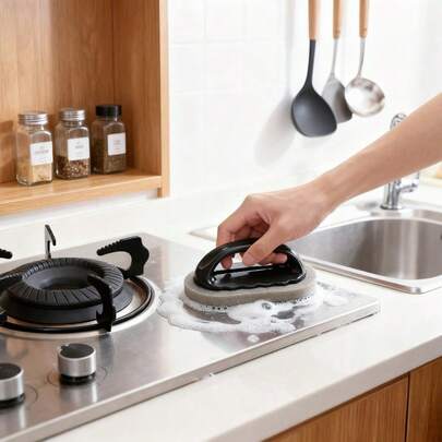 1/6pcs Diamond Sponge Scrubber With Non-Slip Handle, Efficient Cleaning Tool For Pots, Kitchen, Bathroom To Remove Stubborn Stains And Rust - , Suitable For Home And Commercial Use