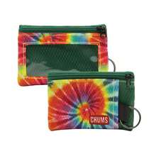 Chums Surfshorts Wallet - Lightweight Zippered Minimalist Wallet With Clear ID Window - Water Resistant With Key Ring - RainbowTieDye - View 1